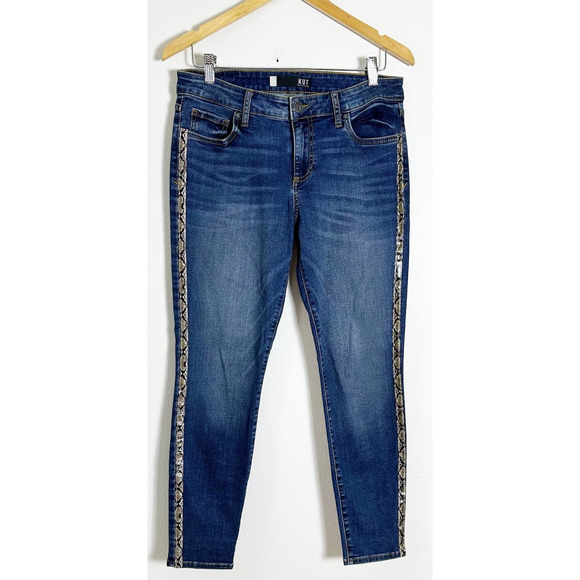 Kut from the Kloth Jeans Snake Print Side Stripe Ankle Skinny sz 8